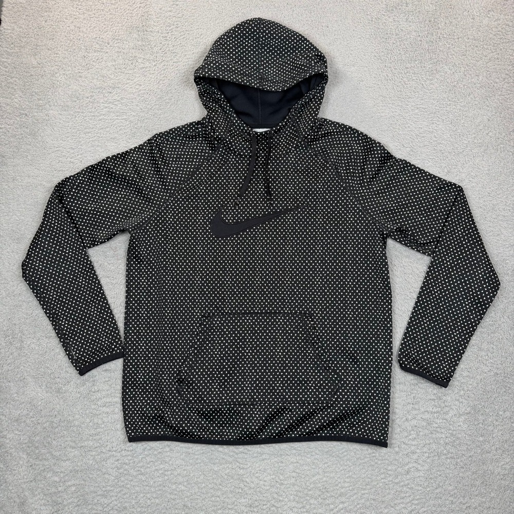 Nike Dri-FIT Womens Black White Triangle Print Pullover Hoodie Large L